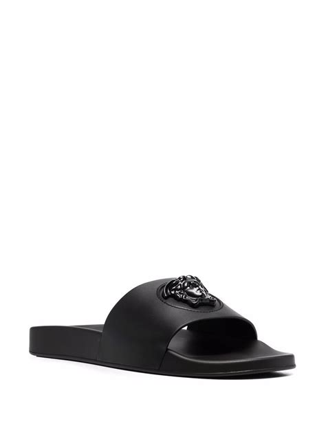 versace la medusa leather slides.